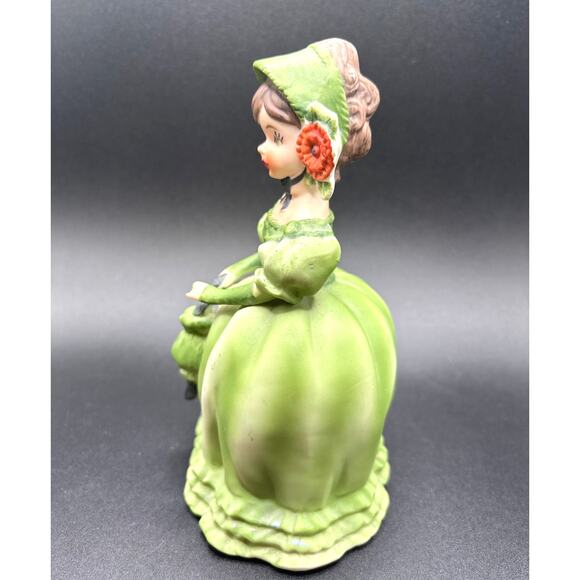 Porcelain Bisque Victorian Lady Figurine Green Dress W/Umbrella Canada Exclusive - Picture 6 of 8